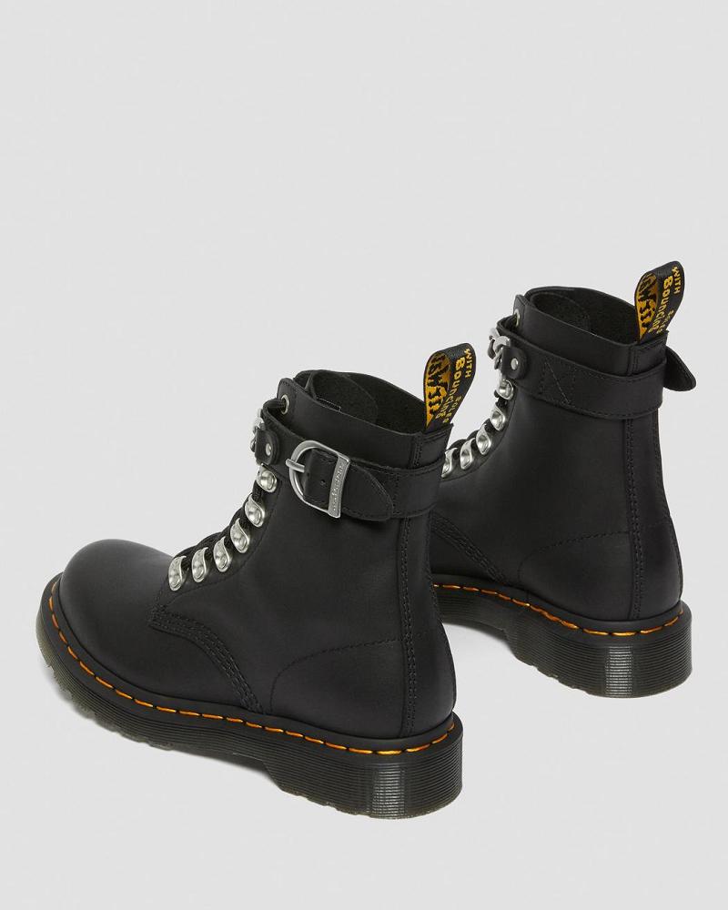 Dr Martens 1460 Pascal Chain Leren Veterlaarzen Dames Zwart | NL 594JPQ